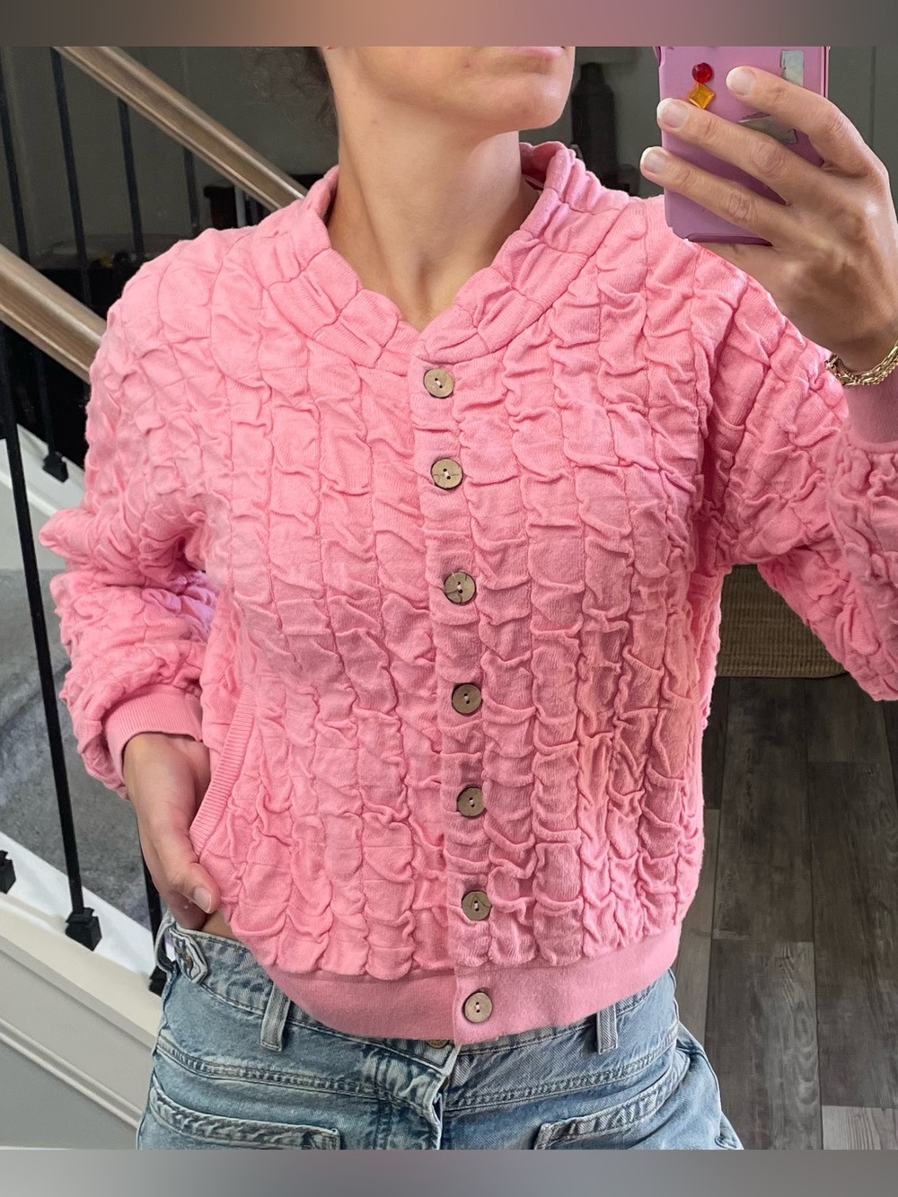 Free People Sunny Sweater Bomber Sz S